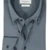 Profuomo slim fit heren overhemd, jersey, indigo blauw