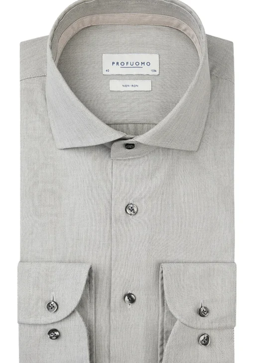Profuomo slim fit heren overhemd, dobby, groen