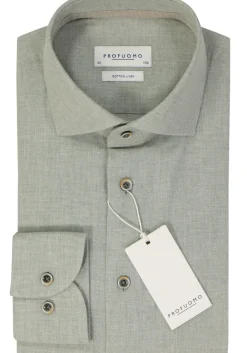 Profuomo slim fit heren overhemd, Oxford, groen