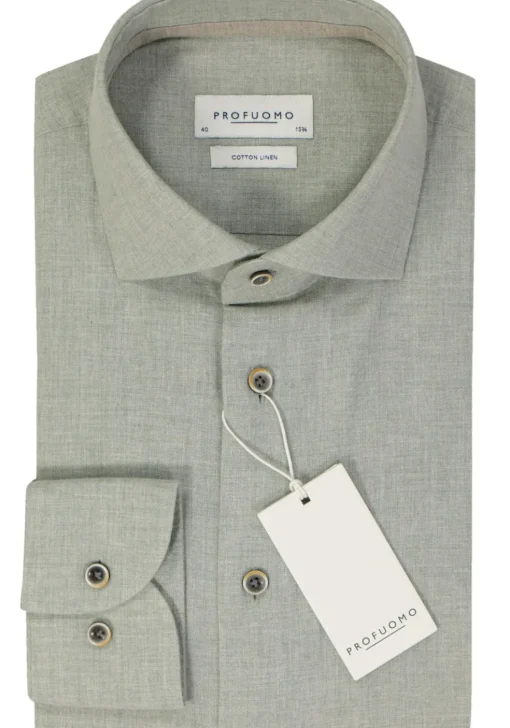 Profuomo slim fit heren overhemd, Oxford, groen