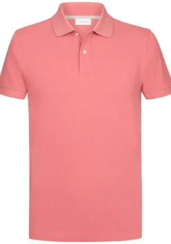 Profuomo slim fit heren polo, donkerroze