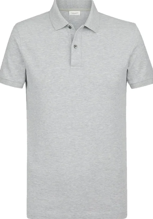 Profuomo slim fit heren polo, lichtgrijs