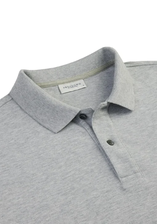 Profuomo slim fit heren polo, lichtgrijs