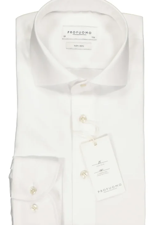 Profuomo slim fit overhemd, twill, wit
