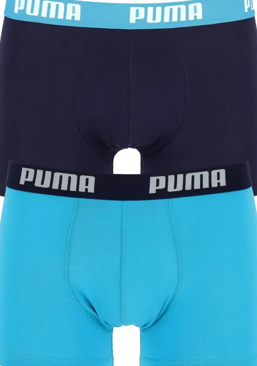Puma Basic Boxer heren (2-pack), aqua en blauw
