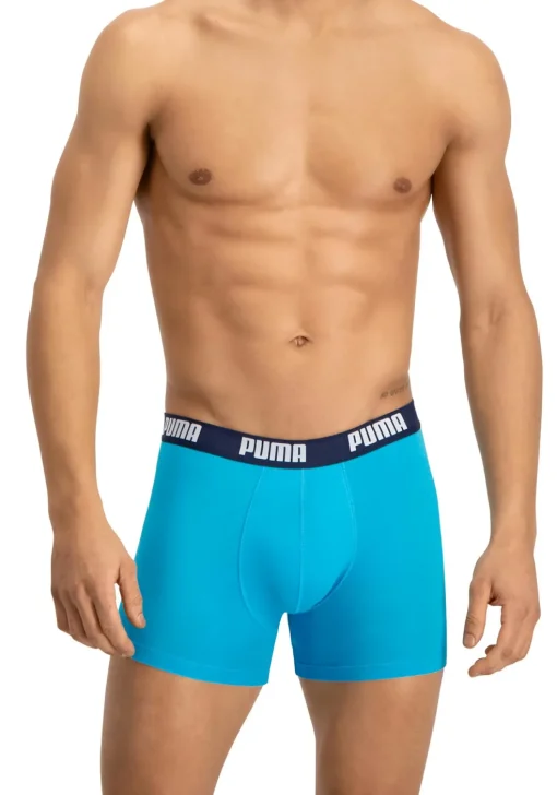 Puma Basic Boxer heren (2-pack), aqua en blauw