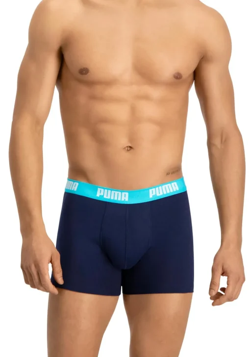 Puma Basic Boxer heren (2-pack), aqua en blauw