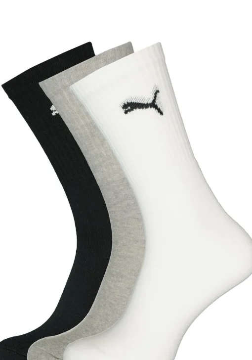 Puma sport cush crew 6-Pack, wit, grijs en zwart
