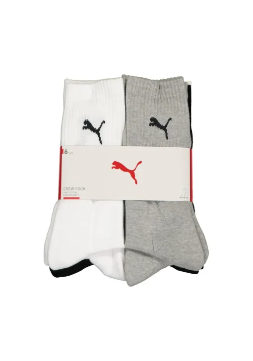 Puma sport cush crew 6-Pack, wit, grijs en zwart