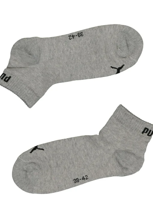 Puma Unisex Quarter Plain (3-pack), unisex hoge enkelsokken, wit, grijs en zwart