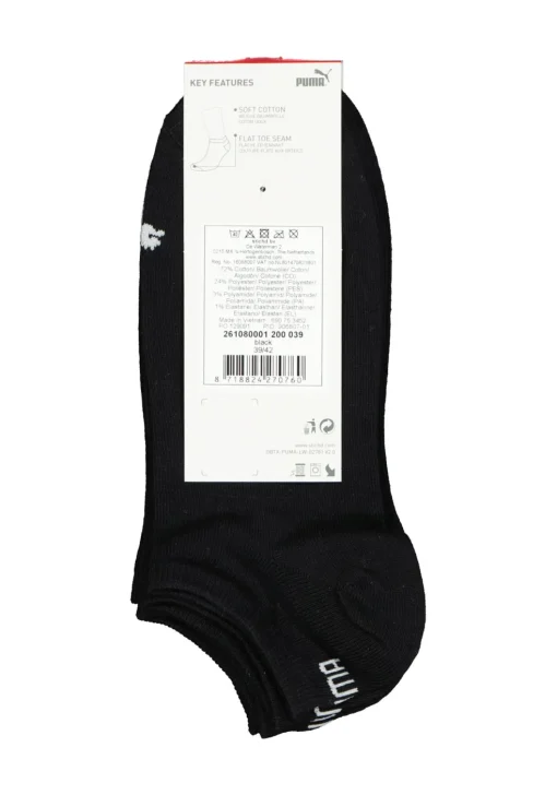 Puma Unisex Sneaker Plain (3-pack), zwart