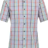 Redmond comfort fit overhemd, korte mouw, popeline, blauw geruit