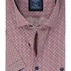 Redmond comfort fit overhemd, korte mouw, popeline, blauw met wit en rood dessin