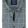 Redmond comfort fit overhemd, korte mouw, Oxford, blauw wit en groen geruit