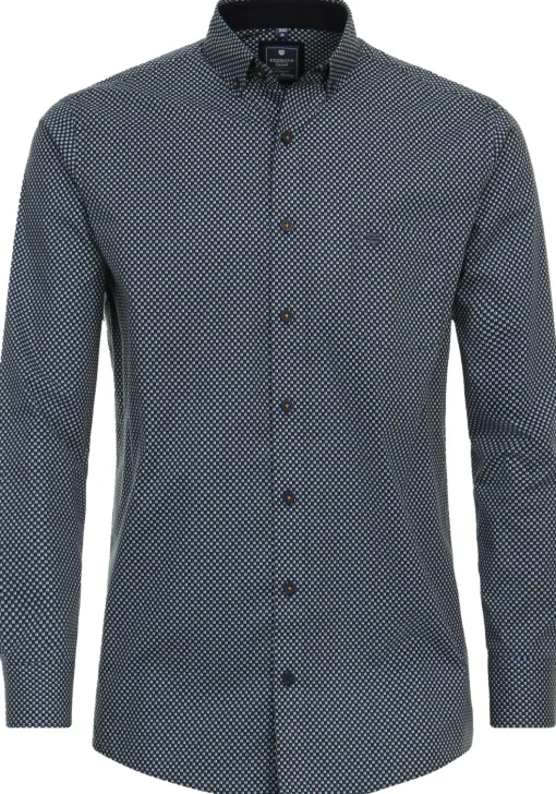 Redmond comfort fit overhemd, popeline, blauw dessin
