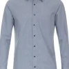 Redmond comfort fit overhemd, popeline, blauw met wit dessin