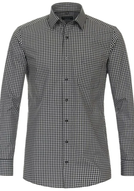 Redmond comfort fit overhemd, popeline, zwart met wit geruit