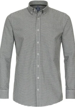 Redmond comfort fit overhemd, popeline, zwart met wit geruit