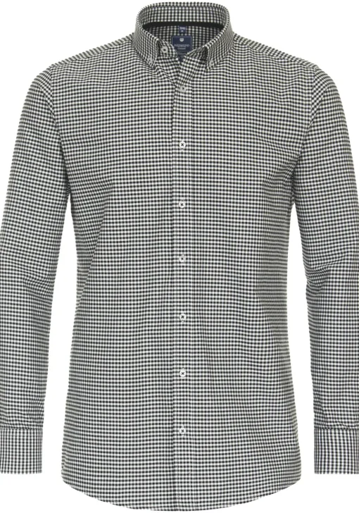 Redmond comfort fit overhemd, popeline, zwart met wit geruit