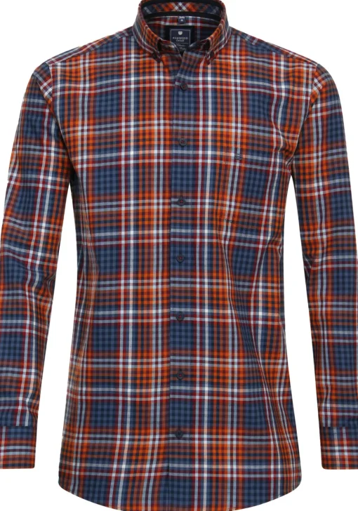 Redmond comfort fit overhemd, twill, rood geruit