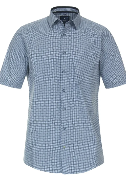 Redmond comfort fit overhemd, korte mouw, popeline, blauw dessin