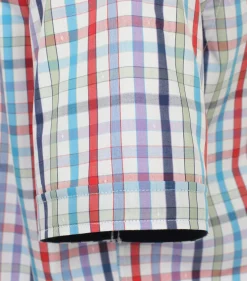 Redmond comfort fit overhemd, korte mouw, popeline, blauw geruit