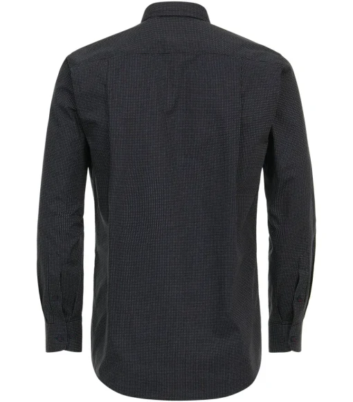 Redmond comfort fit overhemd, popeline, blauw met rood en wit dessin