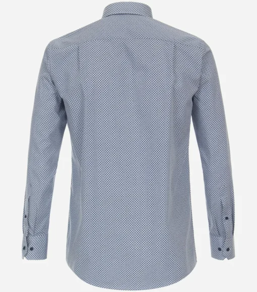 Redmond comfort fit overhemd, popeline, blauw met wit dessin