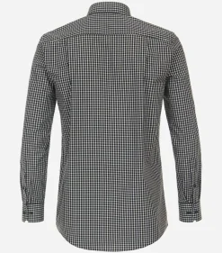 Redmond comfort fit overhemd, popeline, zwart met wit geruit