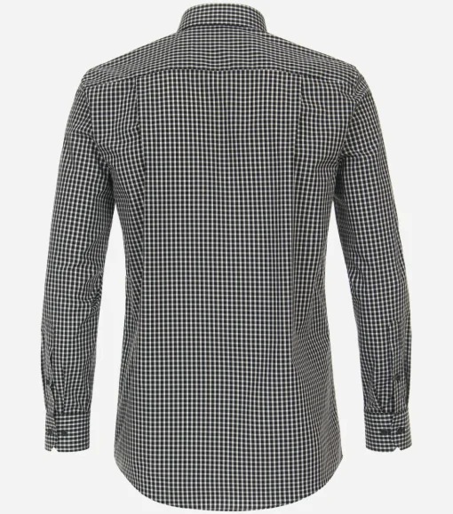 Redmond comfort fit overhemd, popeline, zwart met wit geruit