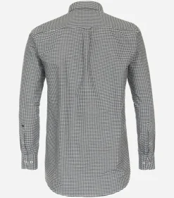 Redmond comfort fit overhemd, popeline, zwart met wit geruit