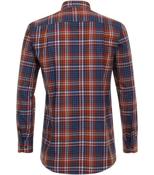 Redmond comfort fit overhemd, twill, rood geruit