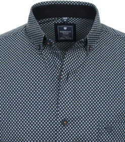 Redmond comfort fit overhemd, popeline, blauw dessin