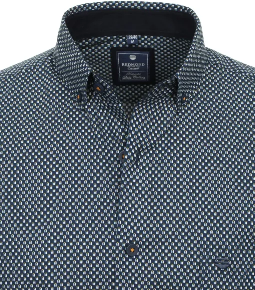 Redmond comfort fit overhemd, popeline, blauw dessin