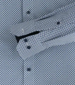 Redmond comfort fit overhemd, popeline, blauw met wit dessin