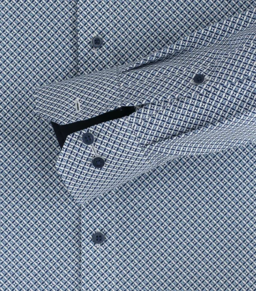 Redmond comfort fit overhemd, popeline, blauw met wit dessin