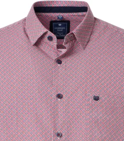 Redmond comfort fit overhemd, popeline, blauw met wit en rood dessin