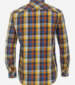 Redmond comfort fit overhemd, popeline, geel geruit