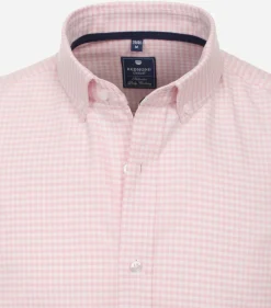 Redmond comfort fit overhemd, popeline, roze met wit geruit