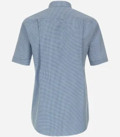 Redmond comfort fit overhemd, korte mouw, popeline, blauw dessin