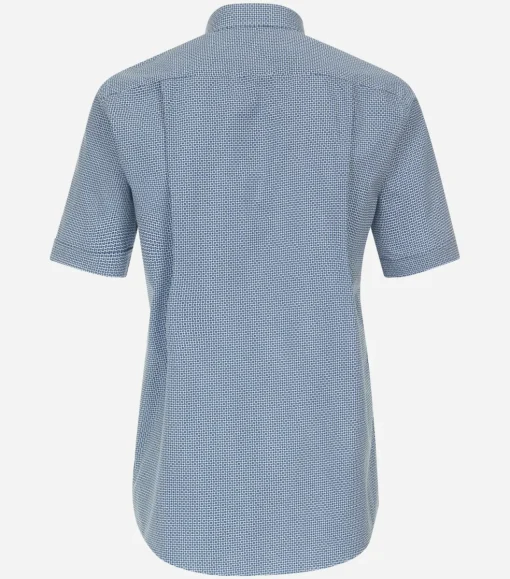 Redmond comfort fit overhemd, korte mouw, popeline, blauw dessin