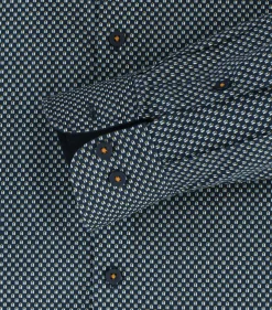 Redmond comfort fit overhemd, popeline, blauw dessin