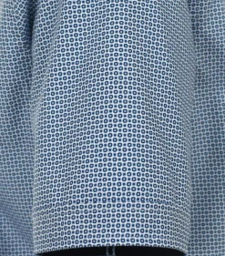 Redmond comfort fit overhemd, korte mouw, popeline, blauw dessin