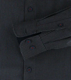 Redmond comfort fit overhemd, popeline, blauw met rood en wit dessin