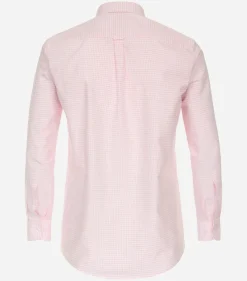 Redmond comfort fit overhemd, popeline, roze met wit geruit