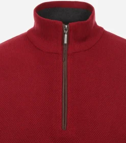 Redmond heren schipperstrui katoen, opstaande kraag, rood (middeldik)