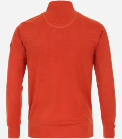 Redmond heren schipperstrui katoen, opstaande kraag, terracotta (middeldik)