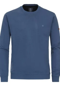 Redmond heren sweatshirt sweatstof, O-hals, blauw (middeldik)