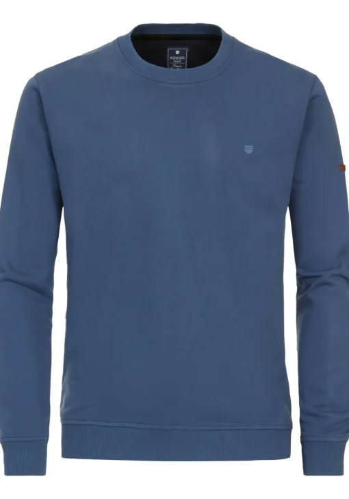 Redmond heren sweatshirt sweatstof, O-hals, blauw (middeldik)