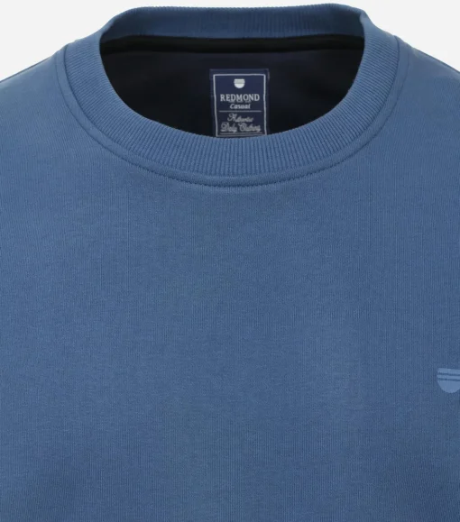 Redmond heren sweatshirt sweatstof, O-hals, blauw (middeldik)